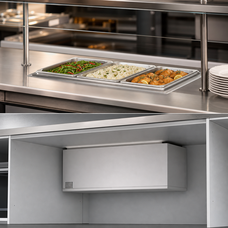 Product image #3 for Hatco Built-In Rectangular Insulated Bottom-Mounted Heated Well for Full-Size Pan, Wet/Dry, 1650W