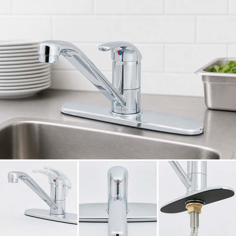 Product image #3 for Single-Lever Deck-Mount Low-Lead Manual Faucet with 9-Inch Swivel Spout and 10-Inch Deck Plate