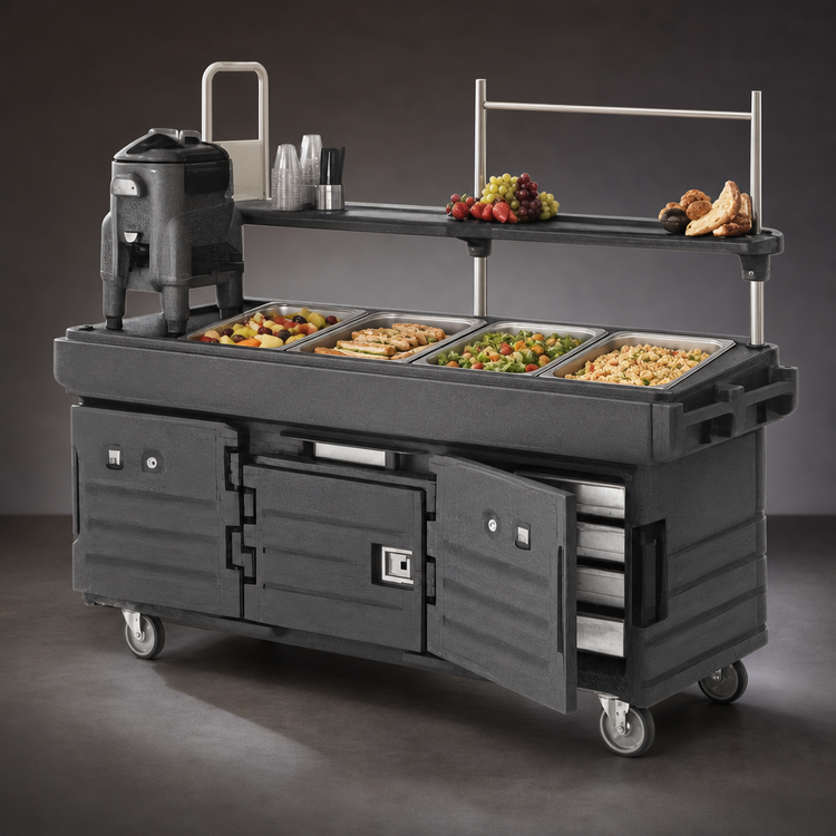Product image #3 for Cambro CamKiosk® 4-Pan-Well Mobile Food Cart, No Roof, Granite Gray