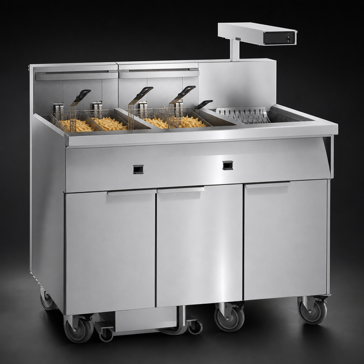 Product image #3 for Imperial Electric Floor Model Double Battery Fryer, 2 x 75 lb. Tanks, Built-In Filter System