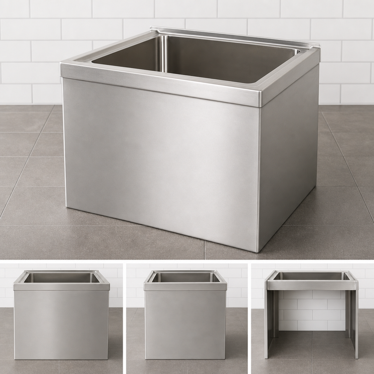 Product image #3 for Floor-Mounted Stainless Steel Mop Sink Kit with 20" x 16" x 12" Bowl