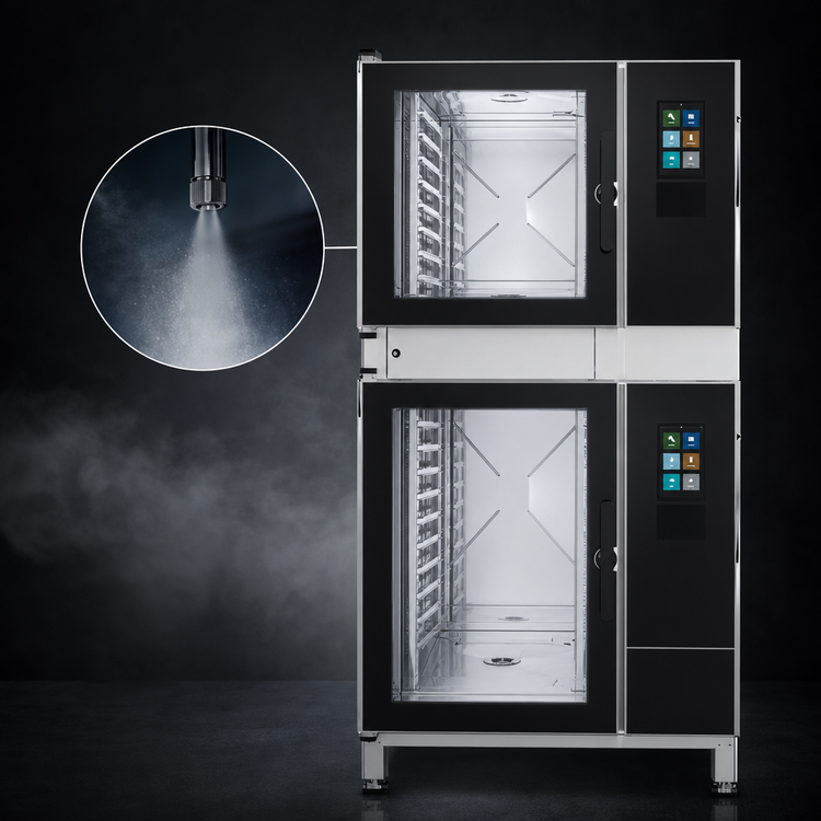 Product image #3 for Blodgett INVOQ Double-Stacked Electric Boilerless Combi Oven Steamer, 62BLE Over 102BLE, 16-Pan Capacity