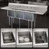 Thumbnail image #3 for Omcan USA 3-Compartment Pot Sink with Left and Right Drainboards