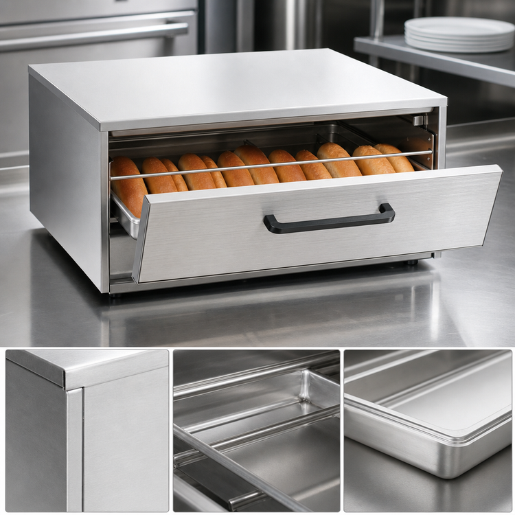Product image #3 for Roll-A-Grill 32-Bun Moist Heat Bun/Food Warmer for 8045N Roller Grill, 230V, Stainless Steel