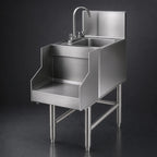 Thumbnail image #3 for Eagle Group Spec-Bar BS14-24 Freestanding Stainless Steel Blender Station with Dump Sink, Faucet and Recessed Blender Shelf, 14-Inch Wide