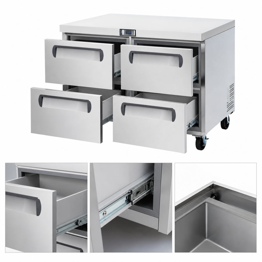Four Stainless Steel Drawers