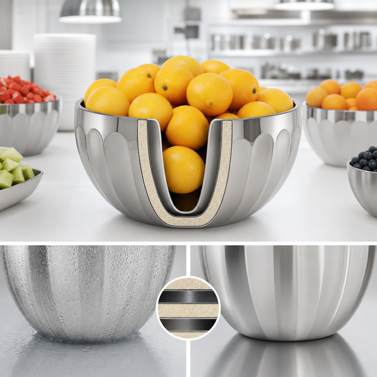 Product image #3 for Vollrath 9-Inch Round Double Wall Insulated Stainless Steel Serving Bowl, 3.4 Quart