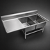 Thumbnail image #3 for John Boos Pro-Bowl 2-Compartment Sink with 24-Inch Left Drainboard, 12-Inch Deep Bowls