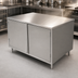 Thumbnail image #3 for BK Resources 48 x 30 Inch Single-Sided Stainless Steel Chef Table with Cabinet Base and Hinged Doors