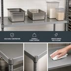 Thumbnail image #3 for Eagle Group Valu-Master SS2448V 48 x 24 Inch Solid Galvanized Steel Commercial Shelf, Marine Edge, Gray Epoxy Finish Case of 4