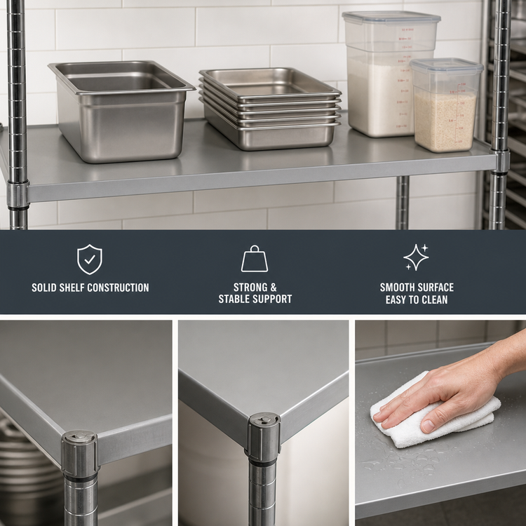 Product image #3 for Eagle Valu-Master 48 x 24 Inch Solid Commercial Shelf with Marine Edge, Gray Epoxy Finish