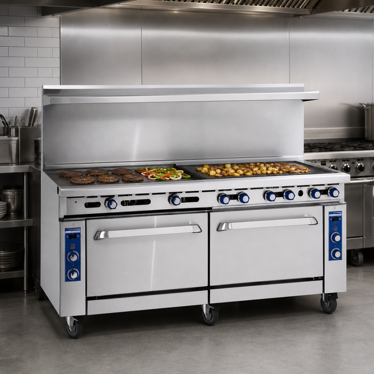 Product image #3 for Imperial Pro Series 72-Inch Commercial Gas Range with 3/4-Inch Griddle and Two Convection Ovens