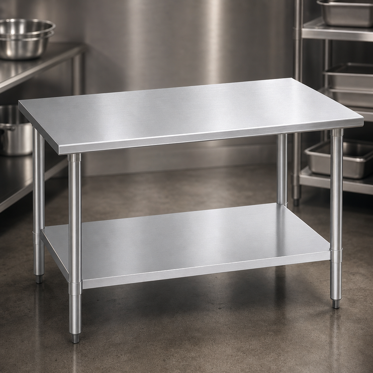 Product image #3 for Eagle Budget Series 48" x 24" Flat Top Stainless Steel Work Table with Adjustable Galvanized Undershelf