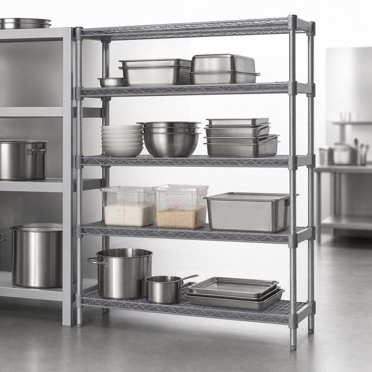 Product image #3 for Eagle Group Valu-Master 4-Tier Wire Add-On Shelving Unit, 72W x 21D x 63H, Pewter Gray Epoxy