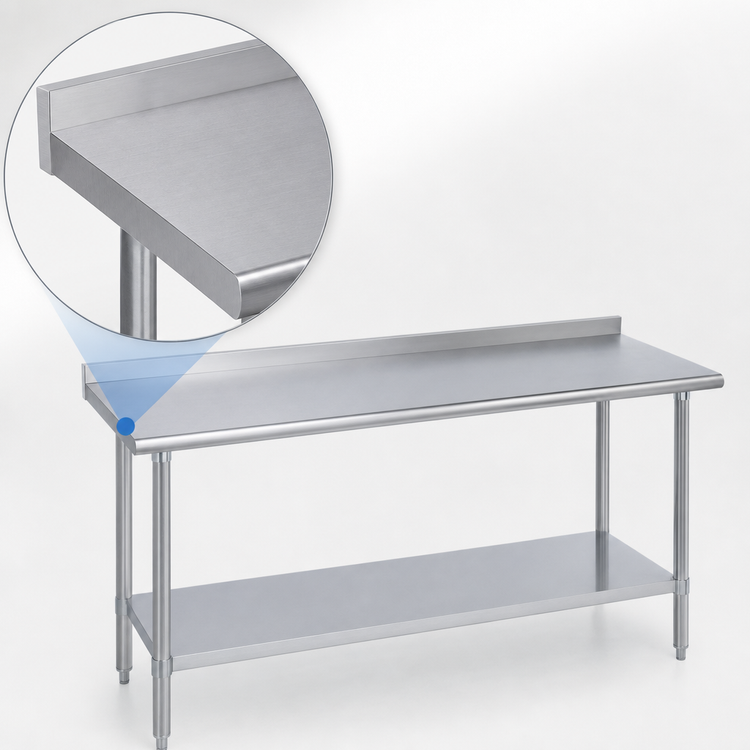 Product image #3 for Duke Stainless Steel Work Table with 1-1/8" Riser and Undershelf, 120 x 36 Inches