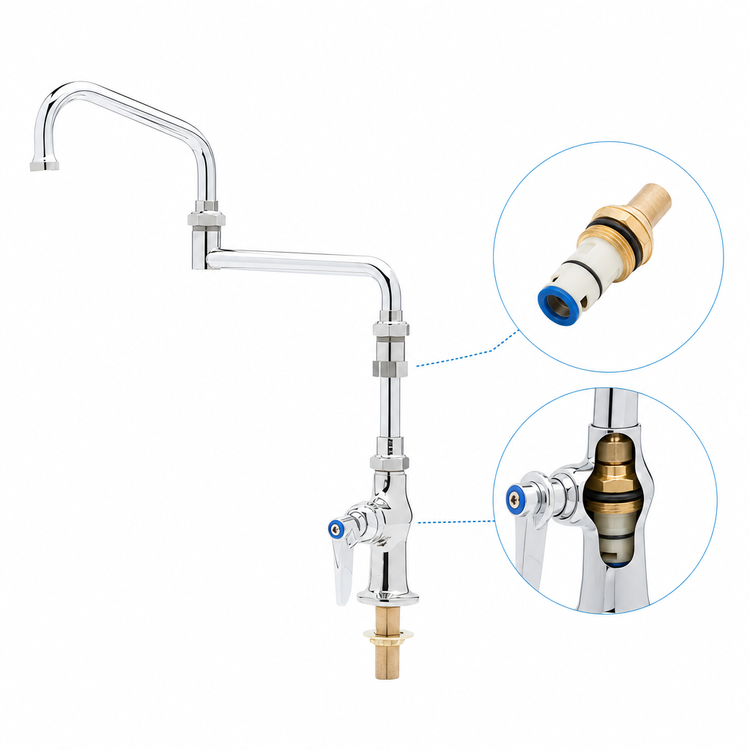 Product image #3 for T&S Brass Single Pantry Deck-Mount Faucet with 18 Inch Double-Joint Swing Nozzle