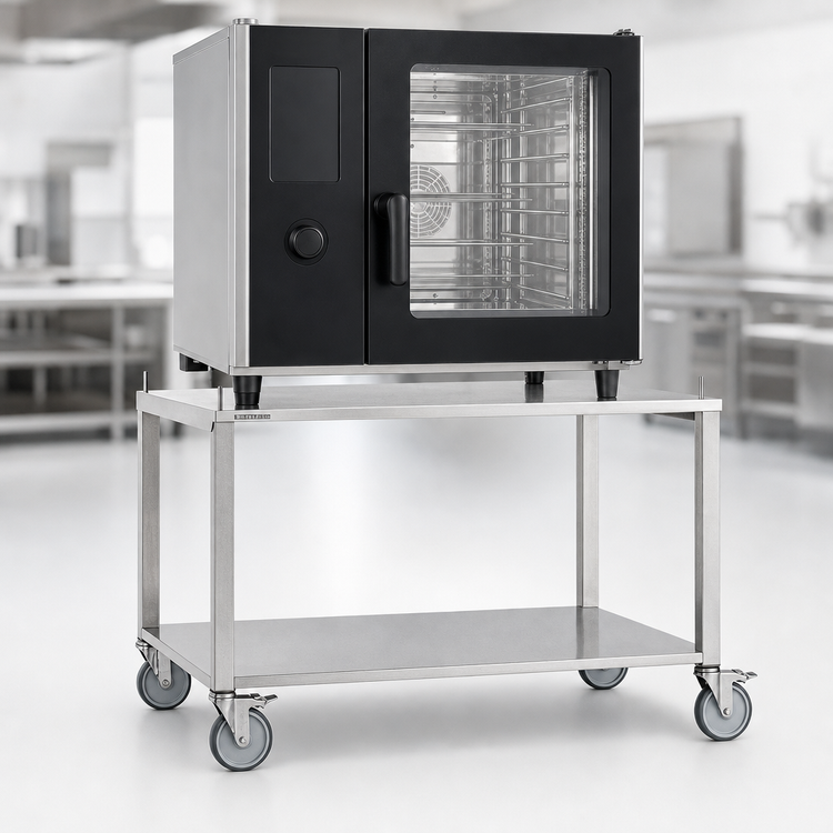 Product image #3 for Convotherm Stainless Steel Oven Stand with Open Undershelf and Casters for C4 6.20 & 10.20
