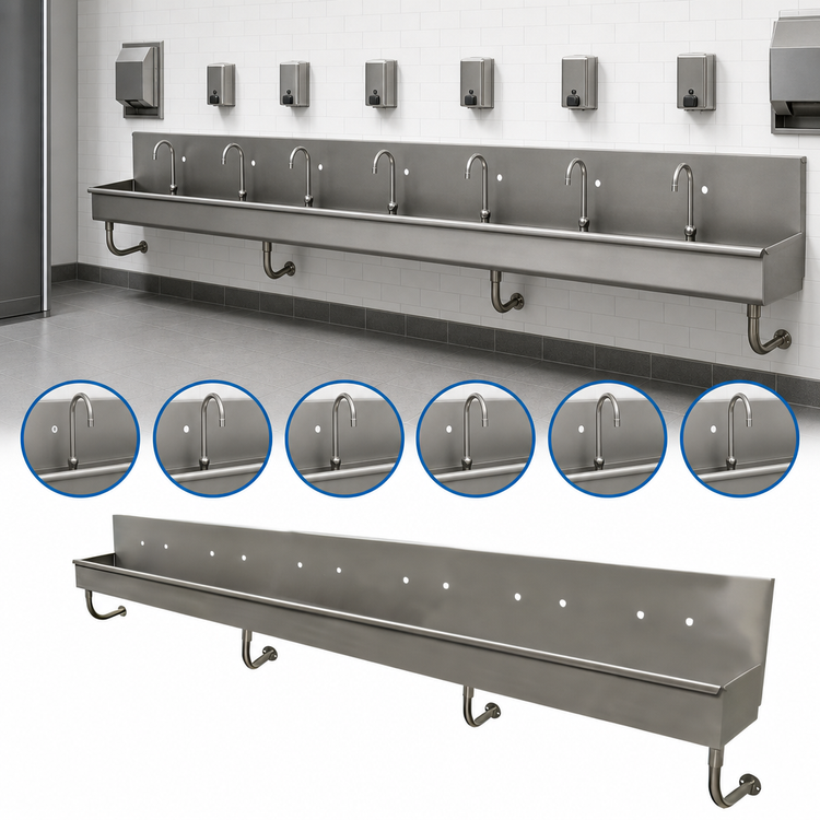 Product image #3 for Advance Tabco 6-Station Wall Mounted ADA Multiwash Hand Sink, 120-Inch Wide
