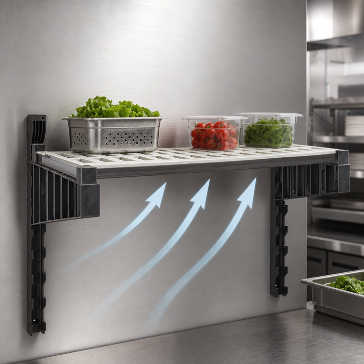 Product image #3 for Cambro Camshelving Elevation 18 x 48 Inch Wall-Mounted Vented Shelf Kit, Brushed Graphite
