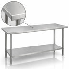 Thumbnail image #3 for Duke Manufacturing 418-2460 60 x 24-Inch Stainless Steel Work Table, Flat Top, 18-Gauge 400-Series, Galvanized Undershelf