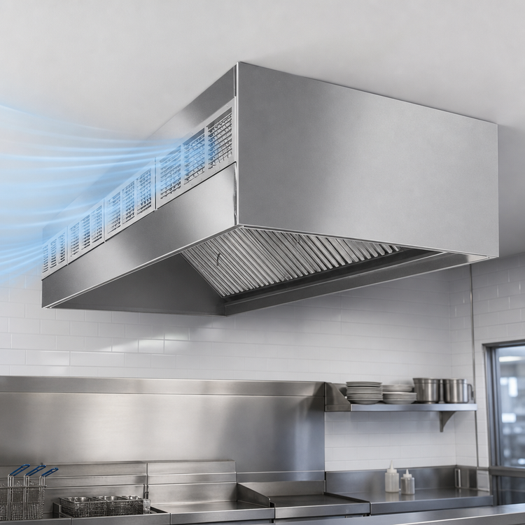 Product image #3 for SpecAir HEF96-120 Wall Type Front Discharge Make-Up Air Exhaust Hood, 120" W