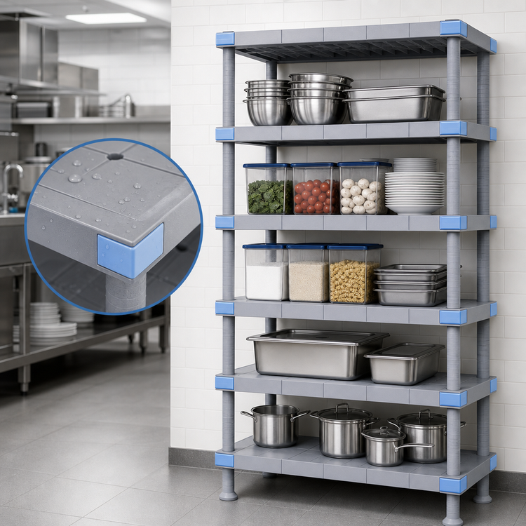 Product image #3 for Quantum Millenia 24-Inch Wide x 24-Inch Deep x 74-Inch High Gray Polymer Stationary Starter Shelving Unit with 5 Solid Shelves