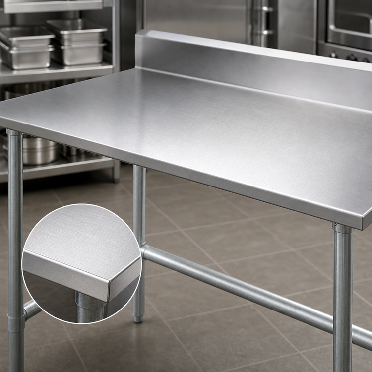 Product image #3 for Advance Tabco 72" x 36" 16 Gauge 304 Stainless Steel Work Table with 5" Backsplash and Galvanized Open Base