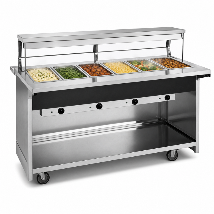 Product image #3 for Atlas Metal BLH-6 91-1/4 Inch Mobile Hot Food Serving Counter with 6 Full-Size Wells