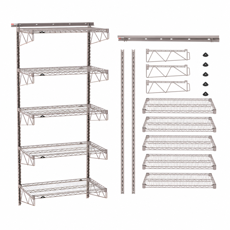 Product image #3 for Metro SmartWall Tall 5-Shelf Wall-Mounted Wire Shelving Starter Kit
