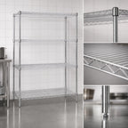 Thumbnail image #3 for Quantum WR63-2172C-5 72"W x 21"D x 63"H Chrome-Plated Wire Shelving Starter Kit, Stationary, NSF
