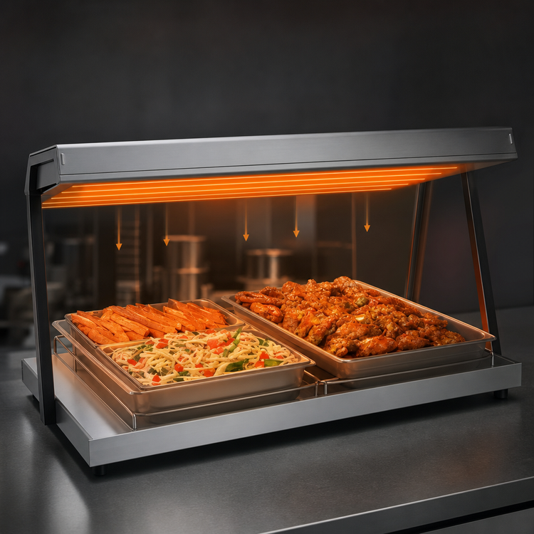 Product image #3 for Hatco Glo-Ray® Freestanding Heated Shelf, 66-Inch W x 13-3/4-Inch D, Stainless Steel Top
