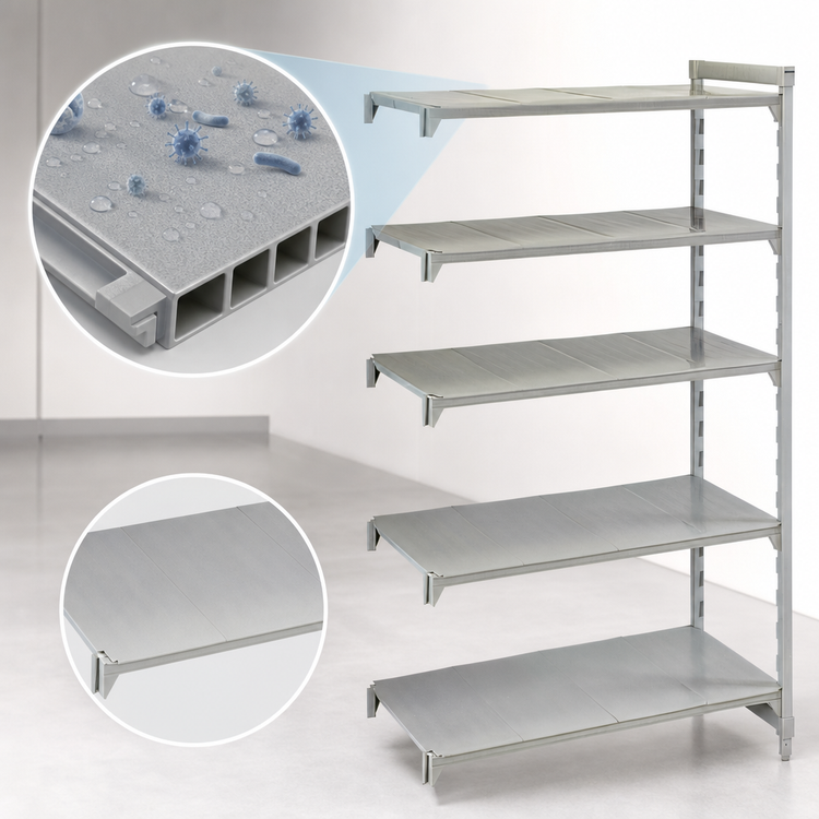 Product image #4 for Cambro Camshelving Premium 24" x 72" x 84" 5-Shelf Solid Add-On Polymer Shelving Unit