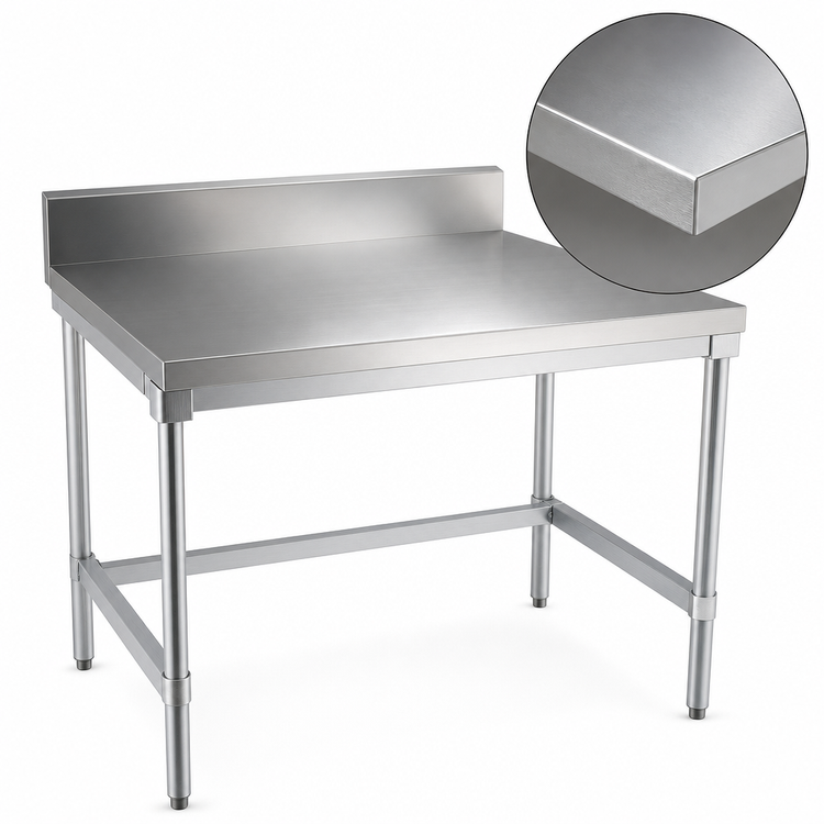 Product image #3 for 72" x 30" Stainless Steel Top Work Table with 6" Backsplash and Open Cross-Braced Aluminum Base