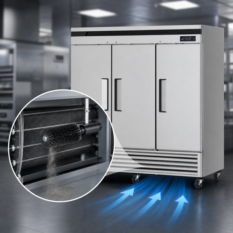 Product image #3 for Turbo Air Super Deluxe Three-Section Reach-In Freezer, 63.8 Cu. Ft., Solid Doors, Bottom Mount, 115V