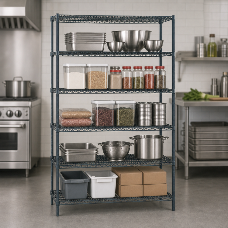 Product image #3 for Mixrite 36-Inch x 24-Inch 5-Shelf Wire Shelving Unit with 86-Inch Posts, Epoxy Slate Gray