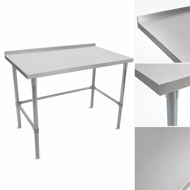 Product image #3 for John Boos Stallion 120-Inch x 24-Inch 16-Gauge Stainless Steel Top Work Table with 1-1/2-Inch Rear Up-Turn and Galvanized Base