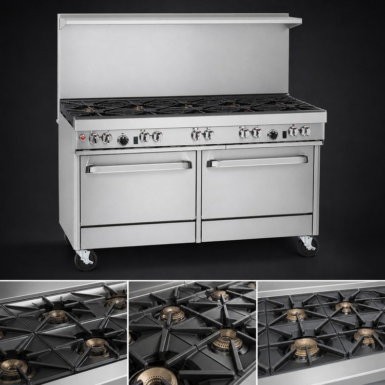 Product image #3 for Southbend Ultimate 60-Inch Commercial Gas Restaurant Range with 9 Open Burners and 2 Convection Ovens
