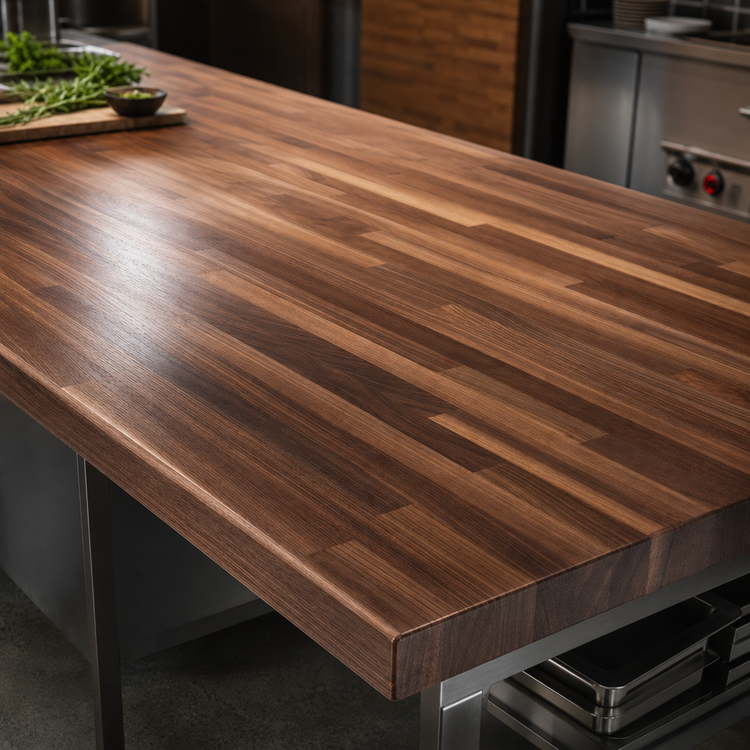 Product image #3 for Boos Block American Black Walnut Blended Rails Edge Grain Kitchen Countertop, 96 x 30 x 1-1/2 Inch, Penetrating Oil Finish