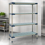 Thumbnail image #3 for Metro MetroMax 4 X556G4 4-Shelf Stationary All-Polymer Starter Shelving Unit, 48W x 24D x 63H, Blue