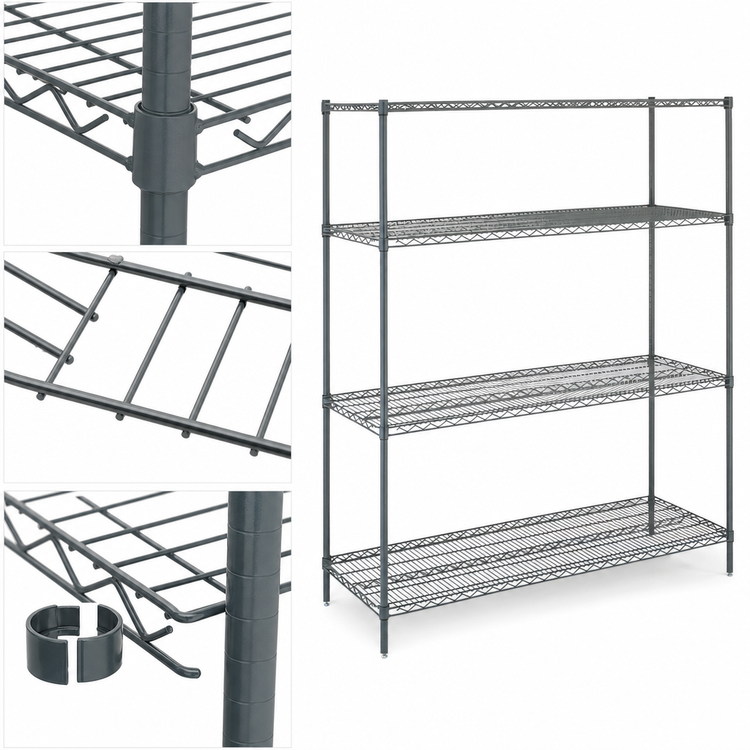 Product image #3 for Super Erecta Convenience Pak 4-Shelf Wire Shelving Unit, 60"W x 24"D x 74"H, Metroseal 3 Finish