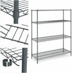 Thumbnail image #3 for Metro Super Erecta EZ2460NK3-4 4-Shelf Wire Shelving Unit, 60"W x 24"D x 74"H, Green Epoxy-Coated Finish