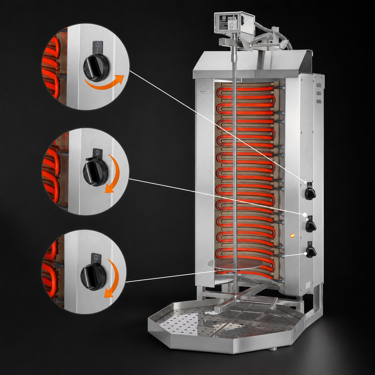 Product image #3 for Trento Electric Doner Kebab Vertical Broiler with 3 Infrared Burners, 110.23 lb Capacity