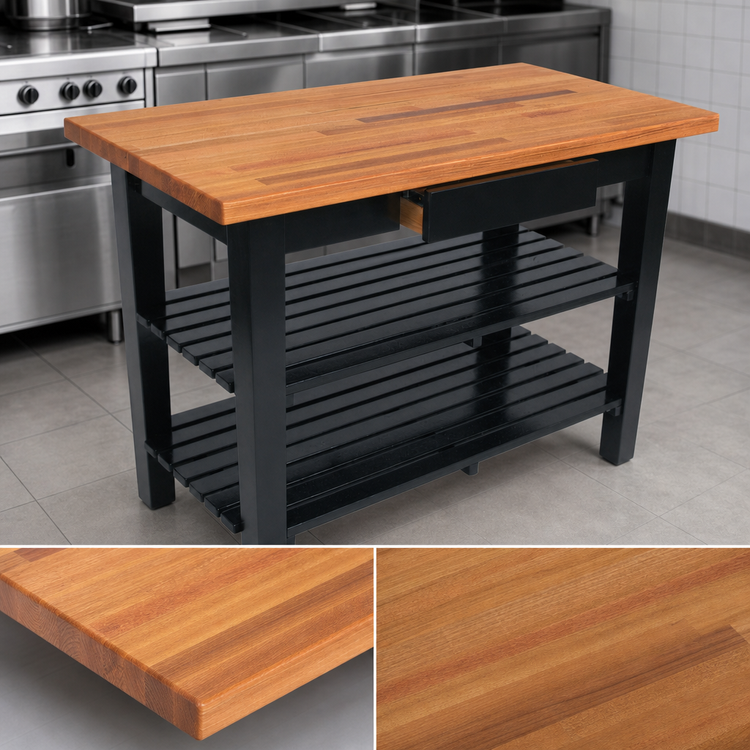 Product image #4 for John Boos Appalachian Oak Country Wood Top Work Table with Slatted Undershelf, 60 x 36 Inch