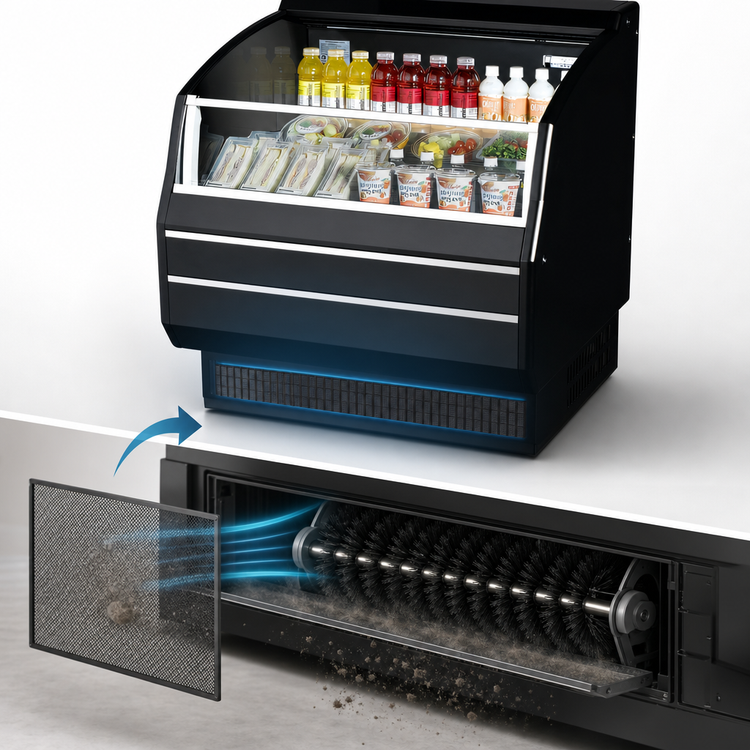 Product image #4 for Turbo Air Slim Profile Horizontal Open Display Merchandiser with Solid Side Panels, 39-1/8 Inch W, 6.7 Cu. Ft., Black