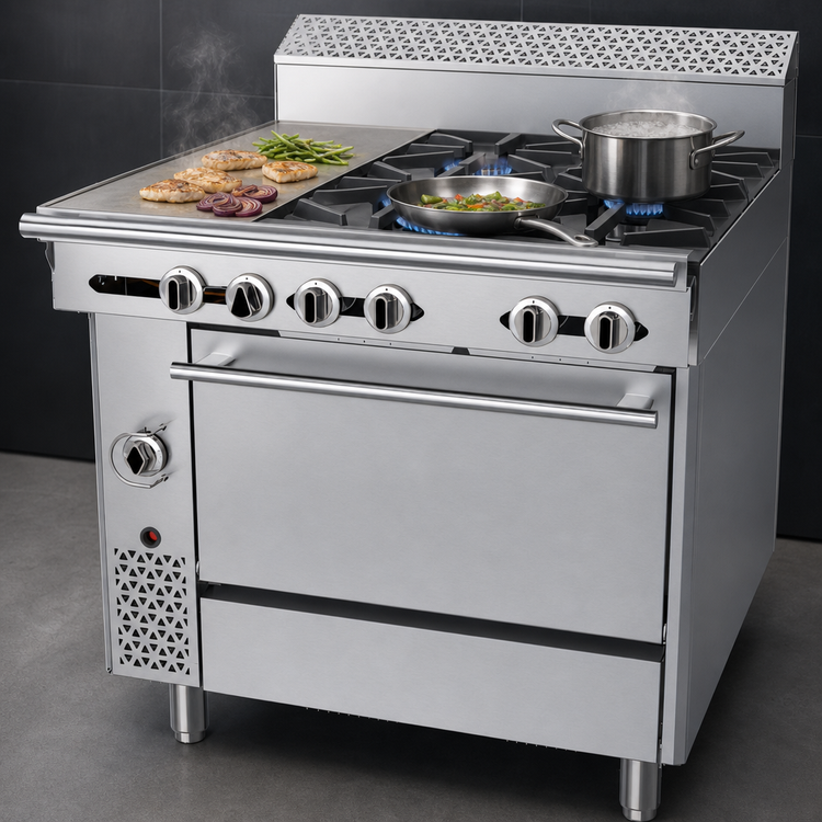 Product image #3 for Garland Cuisine Series 36-Inch Heavy Duty Natural Gas Combination Top Range with 4 Open Burners, Hot Top, and Standard Oven