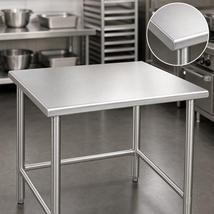 Product image #3 for Eagle Group Budget Series 30-Inch W x 24-Inch D Flat Top Stainless Steel Work Table with Open Tubular Base