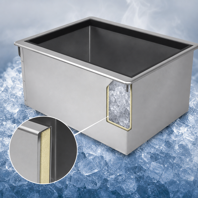 Product image #3 for Advance Tabco Bar King Supreme Drop-In Insulated Ice Bin with Sliding Cover, 50 lb Capacity