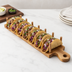 Thumbnail image #3 for American Metalcraft 8-Compartment Acacia Wood Taco Holder with Handle