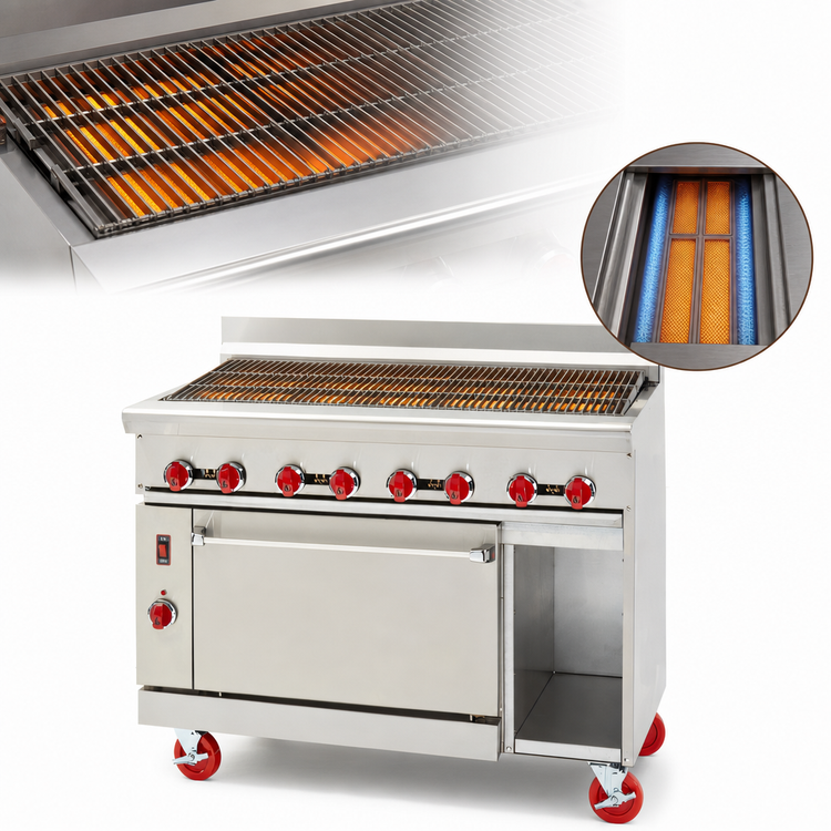 Product image #3 for American Range 48-Inch Gas Radiant Broiler with Convection Oven and Storage Base