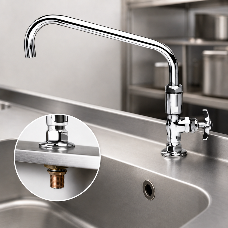 Product image #3 for Big-Flo Deck-Mount Single-Temperature Pot Filler Faucet with 12-Inch Swing Nozzle